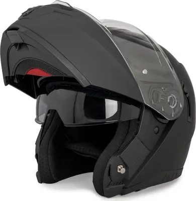 Produktbild von VINZ Pasco Klapphelm mit Sonnenblende | ECE 22.06 Motorrad Helm für Herren & Damen | Motorradhelm Klappbar Integralhelm | In Gr. XS-XXL - Matt Schwarz | L (59 - 60 cm)
