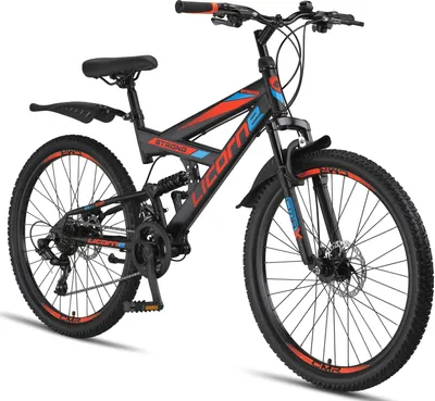 Produktbild von Licorne Bike Strong 2D Premium Mountain Bike Shimano,palce:26;barva:černá/modrá/oranžová
