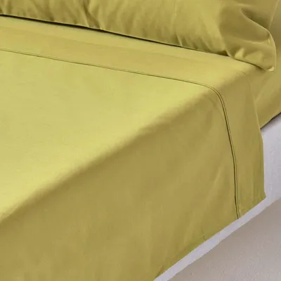 Immagine prodotto di HOMESCAPES Lenzuolo senza elastico verde oliva 240x275 cm Lenzuolo in raso di cotone Lenzuolo in cotone egiziano