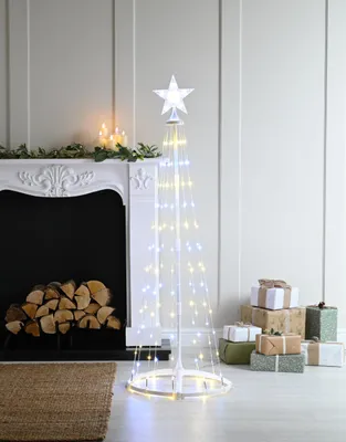 LED-Kegelbaum Pyramide 150 cm, 127 LEDs, warmweiß/weiß, Netzbetrieb
