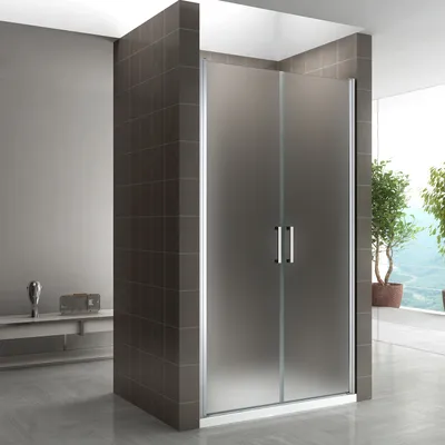Produktbild von i-flair Duschtür 86-89 cm - Höhe: 195 cm, Duschabtrennung aus 6 mm satiniertem ESG Sicherheitsglas mit Edelstahlgriffen und Nanobeschichtung
