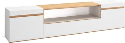 Immagine prodotto di COZY Mobile TV Soggiorno, 200x35x45cm, Per TV fino a 80, Mobile Soggiorno, Bianco e Rovere soft