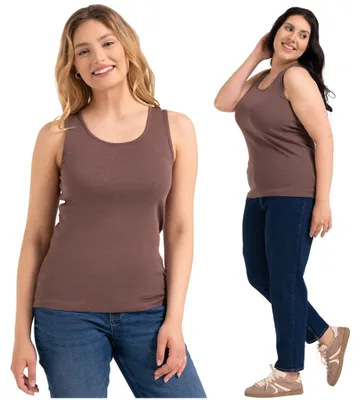 Immagine prodotto di Canotta - Canotta da donna taglia L - Canotta in cotone marrone - Top senza maniche - Canotta basic