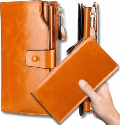 Produktbild von OMNA | Damenledergeldbeutel CAMEL - RFID-Schutz - Geräumig, Lackiert, Stilvoll