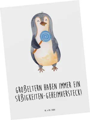 Produktbild von Mr. & Mrs. Panda Postkarte Großeltern Süßigkeiten - Weiß - Geschenk, einzelkarte, Weisheit, Enkelkinder, Jubiläen, Ansichtskarte, handgemacht, Grußkarte, Generationen