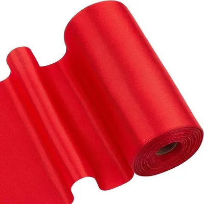 Obrázek produktu pro 27 metrů x 6 palců široká role oboustranné saténové stuhy - červený polyester - hladká tkanina - velké balení stuhy - velký otvor - šerpa na židli - výroba květinových oblouků - slavnostní dekorace