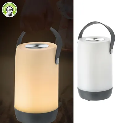 Produktbild von LED Leuchte Touchfunktion H19cm weiß grau Outdoor IP44 H19cm Henkellampe akkubetrieben Gartenlampe