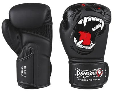 Immagine prodotto di Dragon 30140-P Guanti da boxe "Gorilla" - Neri opachi - Ideali per Muay Thai, kickboxing, MMA e allenamento di boxe - Disponibili nelle taglie: 10 oz, 12 oz, 14 oz, 16 oz - Protezione professionale e traspiranti (taglia 12 oz)