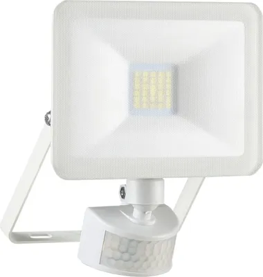 Produktbild von LED Fluter Gartenbeleuchtung mit Bewegungsmelder, Weiß flach, Wetterfest IP54