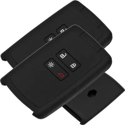 Produktbild von Auto Schlüssel Hülle Silikon Schutz Cover Schwarz kompatibel mit Renault Megane Kadjar Clio Captur 4 Tasten KEYLESS SMARTKEY