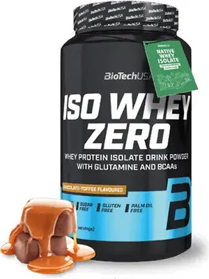 Produktbild von BioTech USA Iso Whey Zero 908 g Schokolade-Toffee (Karamell) / Whey Protein Isolat / Hochwertiges Whey Proteinisolat mit zusätzlichen BCAAs und Aminosäuren