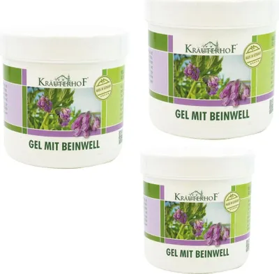 Produktbild von 3 x 250 ml Kräuterhof  Gel mit Beinwell Hautcreme