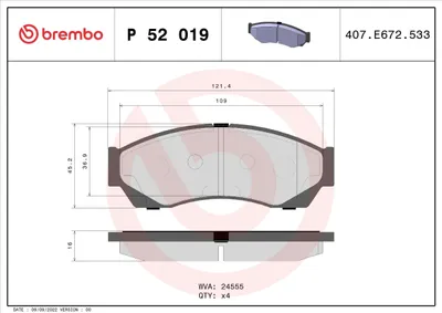Produktbild von BREMBO Bremsbeläge Satz Vorne für ROVER CityRover Schrägheck P 52 019