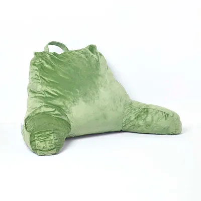 Zdjęcie produktu dla Poduszka do czytania HOMESCAPES zielona z pianką z pamięcią kształtu i aksamitną poszewką - poduszka na plecy z podłokietnikami, duża