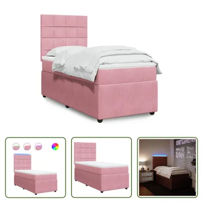 Produktbild von The Living Store Boxspringbett mit Matratze Rosa 80x200 cm Samt