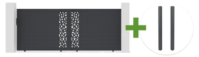 Produktbild von RUIVO 4 m H.160 cm Schiebetor, graues Aluminium + 2 Pfosten