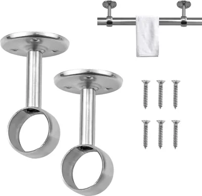 Produktbild von 2 Stš¹cke Deckenhalterung, Gardinenstange Halterung Edelstahl Gardinen Wandhalter, Edelstahl-Garderoben-Rohr Decke Wand 22 MM, Auflagetr?ger fš¹r Kleiderstange Kleiderschrank Schrankroh