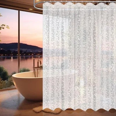 Produktbild von Famanu Duschvorhang 180 x 200 cm - Transparent mit 3D-Kieselsteinmuster