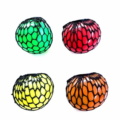 Produktbild von 4x Quetschball im Netz Stressball Anti Stress Ball Knautschball Knetball