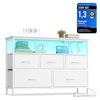 Produktbild von SONGMICS Kommode, 5 Schubladen, 1 Ablage, Sideboard mit Ladestation