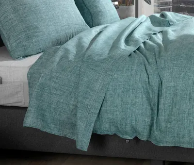 Produktbild von Zo!Home Bettwäsche Lino 1 Bettwäsche 240x220cm mit 2 Kopfkissen 60x70cm 100% Baumwolle Emerald Green