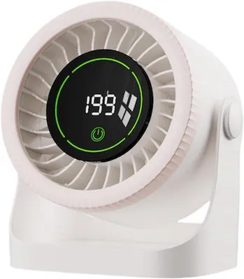 Image de VHV - Ventilateur de bureau - Ventilateur de bureau USB - Rechargeable par USB, avec écran numérique - Idéal pour le bureau, la chambre, le travail à domicile