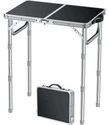 Produktbild von Klapptisch 58x40cm Aluminium MDF 3 Höhenverstellbar (26/48/70cm) Silber