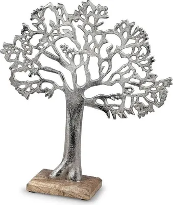 Produktbild von formano Deko lebensbaum aus Alu Mango Holz zum Stellen Aufsteller 27 cm Tischdeko Dekoration