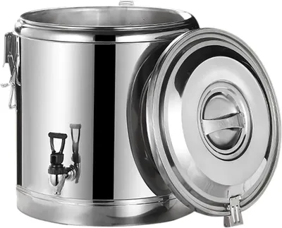 Image de Conteneur isotherme pour la restauration - Conteneur de maintien au chaud en acier inoxydable, 40 litres - Avec robinet - Avec couvercle - Pour le service de traiteur et le transport de denrées alimentaires et de boissons - Argenté