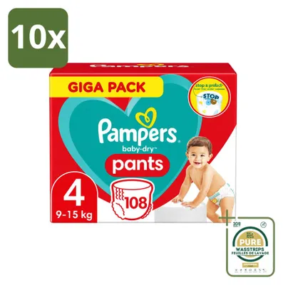 Productafbeelding van 10 x Pampers Baby-Dry Broekjes, maat 4, 9-15 kg - Voordeelverpakking - 10 stuks