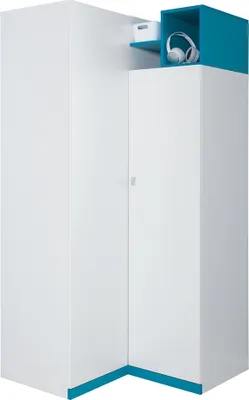 Produktbild von Eckschrank in weiß mit türkis MIJAS-133