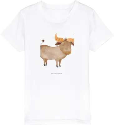 Produktbild von Mr. & Mrs. Panda Kleinkinder T-Shirt Sternzeichen Stier 12-14 Jahre (152/164) - Weiß - Geschenk, Kinder Öko, Jungen, Teenager, Kindershirt, Ochse, Geburtstag April, Rind