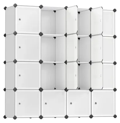 Produktbild von Schuhregal - Modulares 16-Würfel-Steckregal - DIY Montage - Stapelbar & Erweiterbar - Würfelaufbewahrung - Weiß