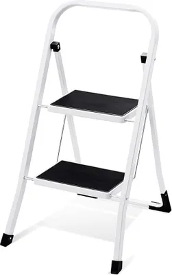 Produktbild von House Day 2 Stufen Trittleiter klappbare Trittleiter 55cm (B) x 82cm(H), Klapptritt, Stehleiter, rutschfest, bis zu 150kg belastbar