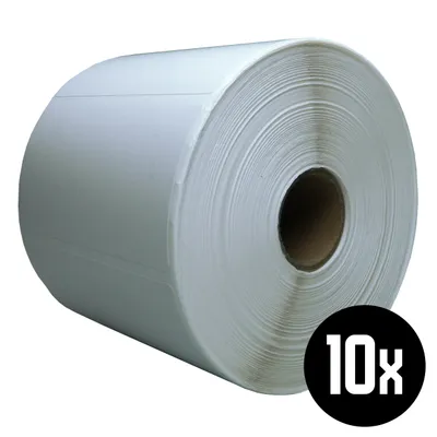 Produktbild von DULA Etiketten - Kompatibel mit Zebra 80x42mm - Weiß - Permanent - 10 Rollen - 1200 Etiketten pro Rolle - Kern 25mm