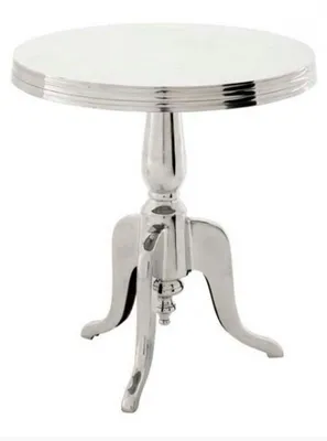 Immagine prodotto di Tavolino di design Casa Padrino Silver altezza: 60 cm, diametro 55 cm - sgabello in acciaio inox - finitura nichel