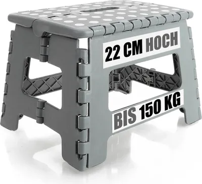 Produktbild von com-four® Klapptritt mit Gumminoppen - faltbarer Tritthocker - tragbare Aufstiegshilfe für Haushalt, Küche, und Bad - rutschfester Klapphocker - Tragkraft bis 150 kg