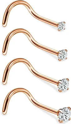 Obrázok produktu pre Sada na  piercingy z nehrdzavejúcej ocele so zirkónmi a priehľadnými kamienkami v rozmeroch 20G – pre nosové piercingy v rôznych veľkostiach – 4–12 kusov