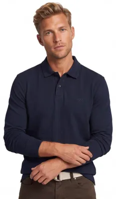 Immagine prodotto di Boss orange polo manica lunga in cotone blu scuro