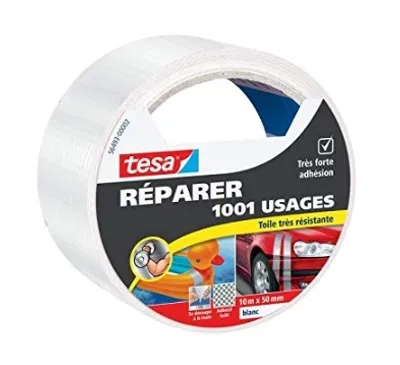 Produktbild von Tesa Reparaturband Weiß 10m x 50mm – Hochwertiges Reparaturband aus Deutschland, 1 Rolle