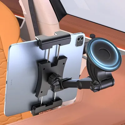 Produktbild von KFZ Halterung, für 5-13 Zoll Tablets, 360 Grad Rotation, 18 cm ausziehbarer Arm, waschbarer Saugnapf, für Auto