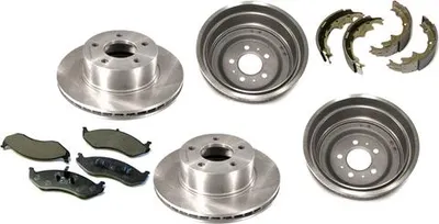 Zdjęcie produktu dla Tarcze hamulcowe + klocki przednie Bębny hamulcowe + szczęki tylne Jeep Cherokee XJ 00-01