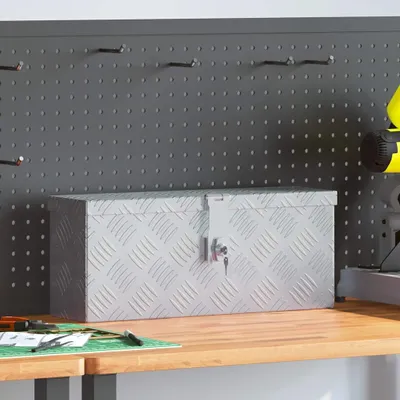 Produktbild von vidaXL Aluminiumkiste 48,5 x 14 x 20 cm Silbern