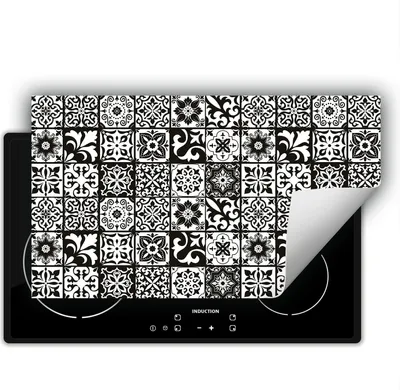 Produktbild von DarHaus Herdabdeckplatte 90x52 cm Anti Rutsch Matte Aufrollbar, schwarz - Mosaik
