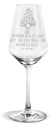 Produktbild von Mr. & Mrs. Panda Weinglas Marienkäfer Fliegenpilz - Transparent - Geschenk, Weißwein Glas, Lustige Sprüche, Weißweinkelch, Kelch, wein, Zuhause, Haus, Wohnung