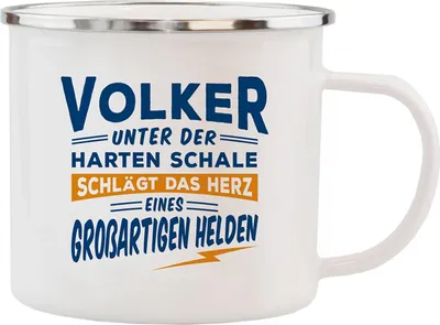 Produktbild von Echter Kerl Emaille Kaffeetasse Kaffeebecher Volker