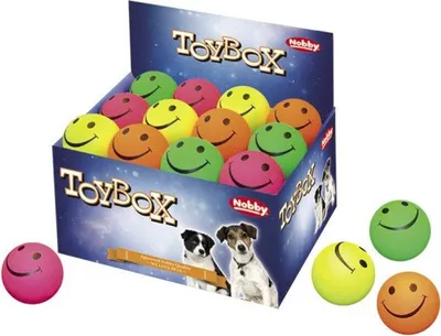 Produktbild von Nobby Moosgummi Smiley Bälle, sortiert, 7,2 cm; Display mit 24 Stück