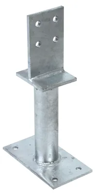 Zdjęcie produktu dla Alberts 212704 Wspornik słupka T ze środnikiem, do przykręcenia, ocynkowany ogniowo, 130 x 200 mm