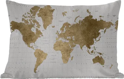 Produktbild von MuchoWow® Outdoor Kissen - Weltkarte - Gold - Glitter - 60x40 cm - Wetterfest - Lounge Kissen - Zierkissen - Kissen für Innenräume