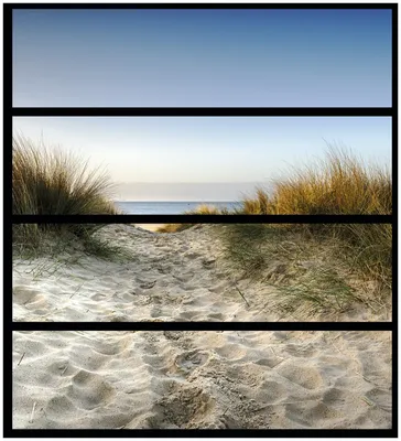 Produktbild von Wallario Möbelfolie / Aufkleber, geeignet für Ikea Malm Kommode mit 4 Schubfächern - Weg durch die Dünen zum Strand am Meer